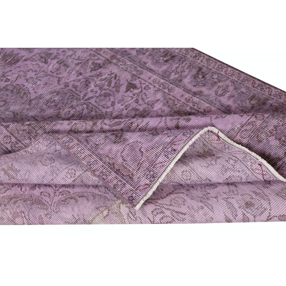 Hand-Made Purple Floor Rug from Turkey, Redyed Bohem Carpet for Living Room