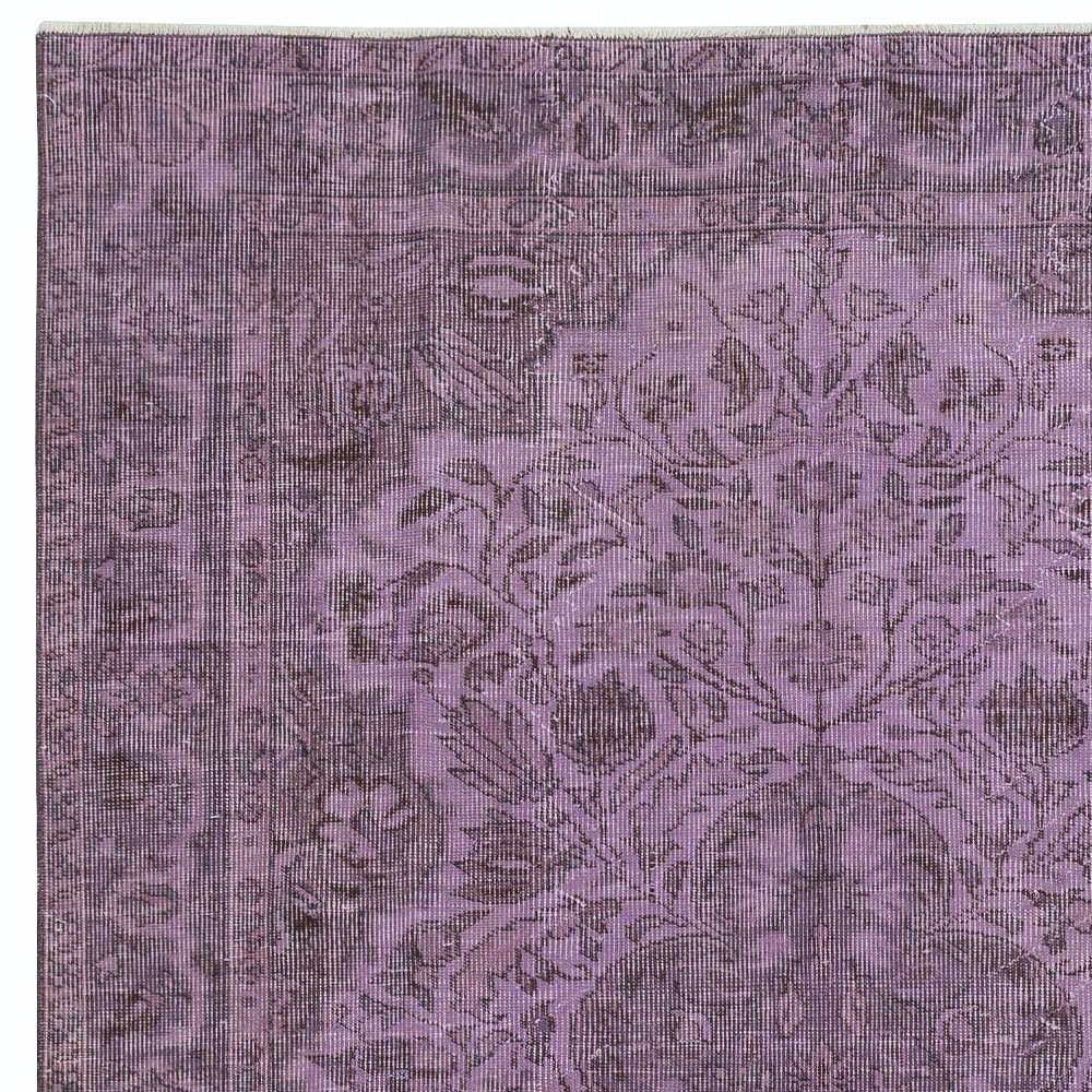 Hand-Made Purple Floor Rug from Turkey, Redyed Bohem Carpet for Living Room