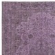 Hand-Made Purple Floor Rug from Turkey, Redyed Bohem Carpet for Living Room