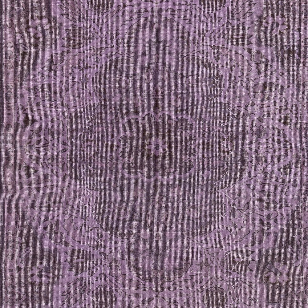 Hand-Made Purple Floor Rug from Turkey, Redyed Bohem Carpet for Living Room