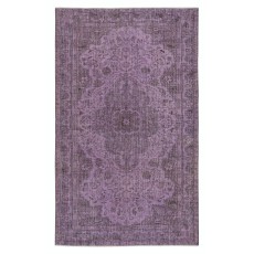 Hand-Made Purple Floor Rug from Turkey, Redyed Bohem Carpet for Living Room