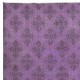 Purple Color Handmade Area Rug with Floral Design. Modern Turkish Floor Covering