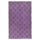 Purple Color Handmade Area Rug with Floral Design. Modern Turkish Floor Covering