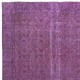Lilac Purple Color Handmade Area Rug from Turkey, Living Room Carpet