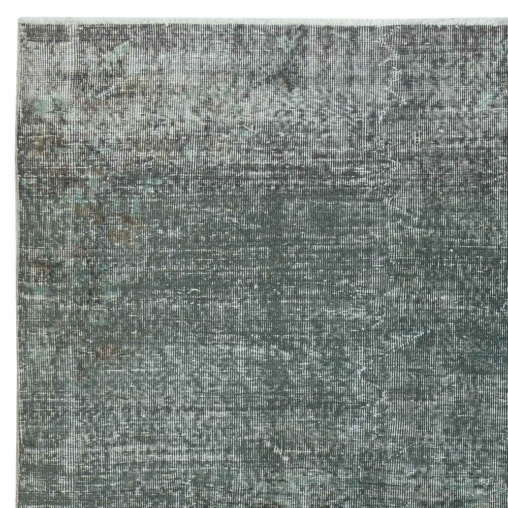 Contemporary Hand-knotted Area Rug. Green Color Re-Dyed Turkish Floor Covering