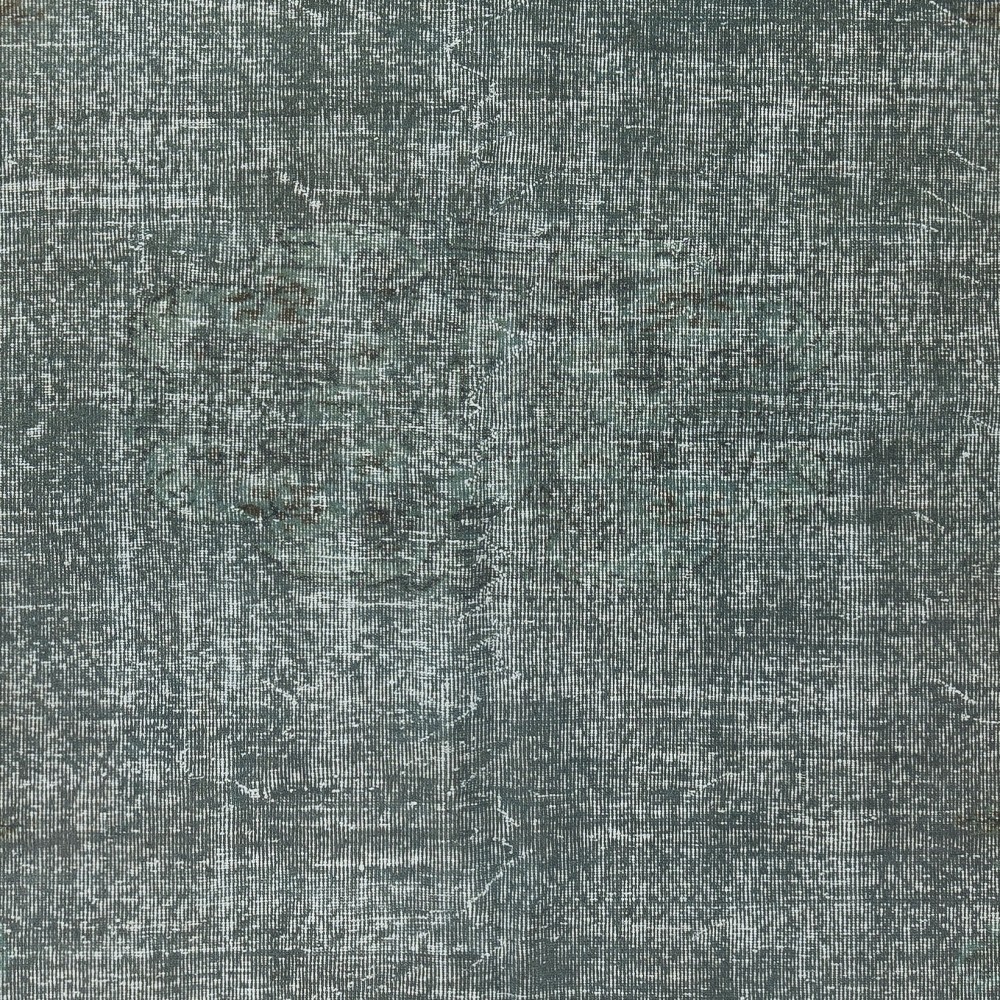 Contemporary Hand-knotted Area Rug. Green Color Re-Dyed Turkish Floor Covering