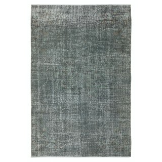 Contemporary Hand-knotted Area Rug. Green Color Re-Dyed Turkish Floor Covering