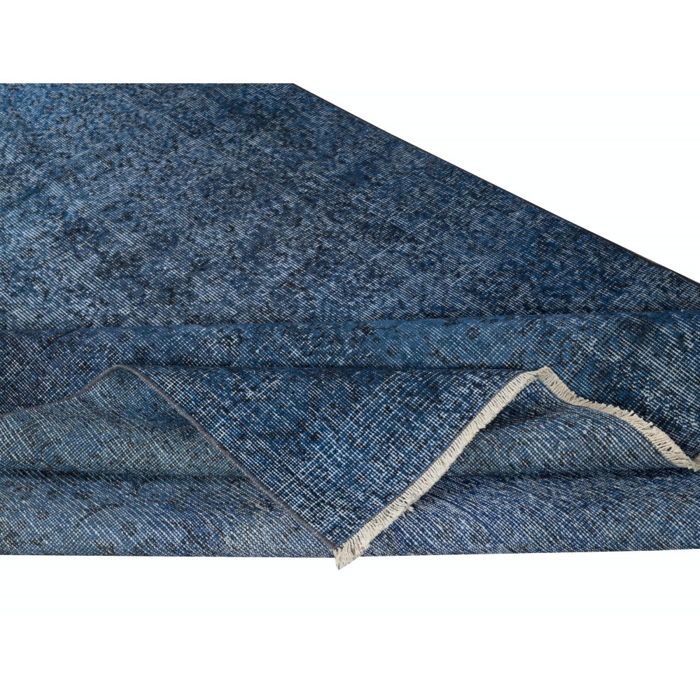 Solid Blue Area Rug for Contemporary Interiors, Handmade in Turkey