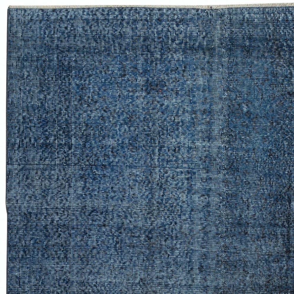 Solid Blue Area Rug for Contemporary Interiors, Handmade in Turkey