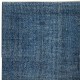 Solid Blue Area Rug for Contemporary Interiors, Handmade in Turkey