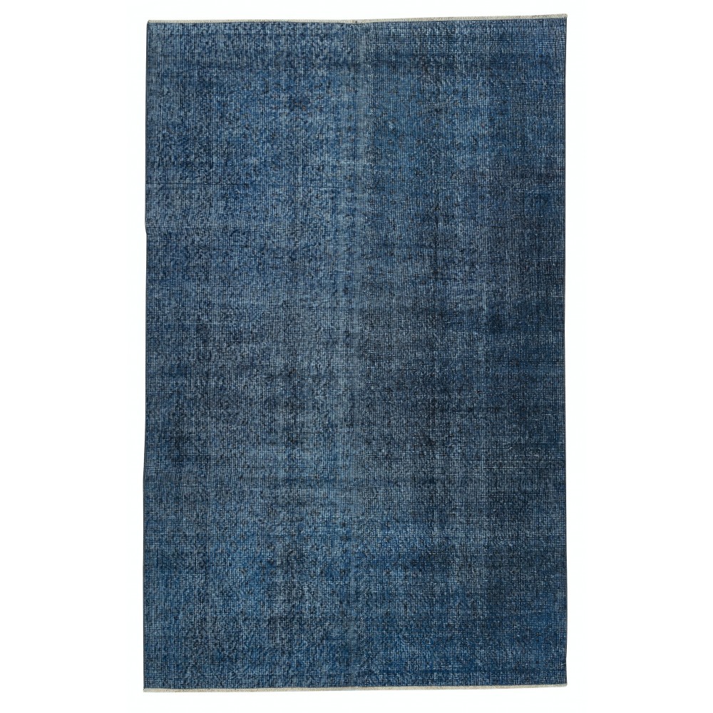 Solid Blue Area Rug for Contemporary Interiors, Handmade in Turkey