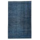 Solid Blue Area Rug for Contemporary Interiors, Handmade in Turkey