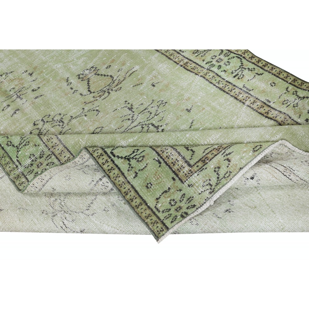 Green Handmade Turkish Area Rug for Living Room, Entrance, Bedroom, Dining Room & Kids Room