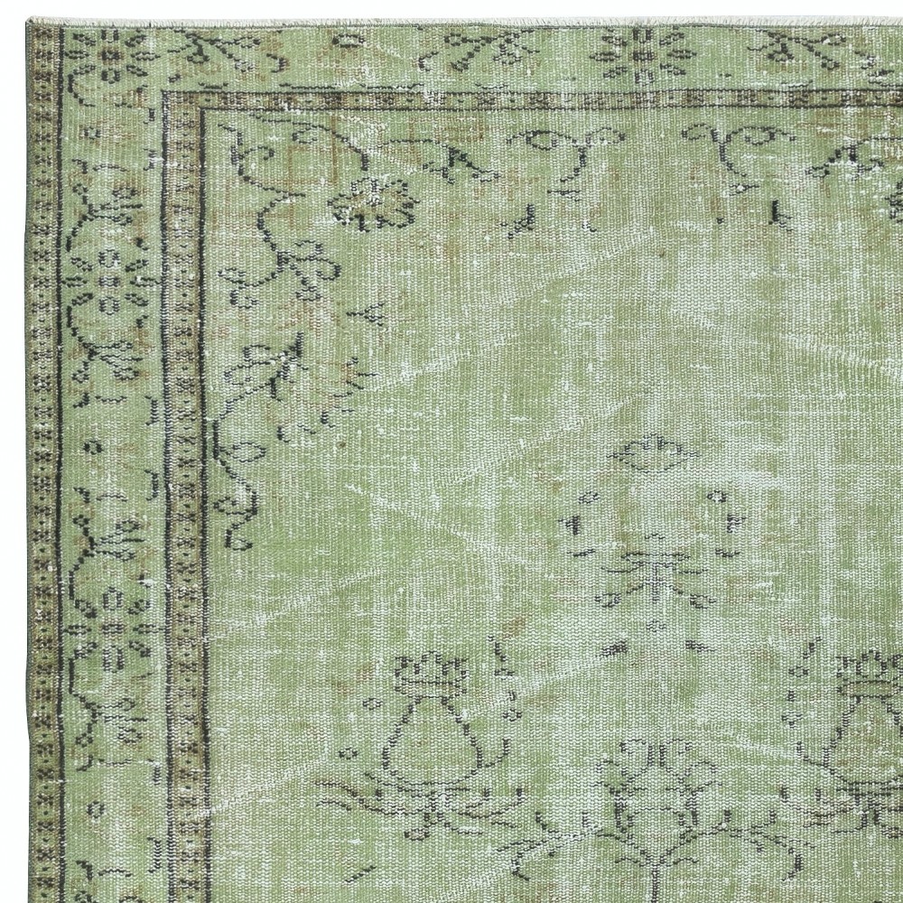 Green Handmade Turkish Area Rug for Living Room, Entrance, Bedroom, Dining Room & Kids Room