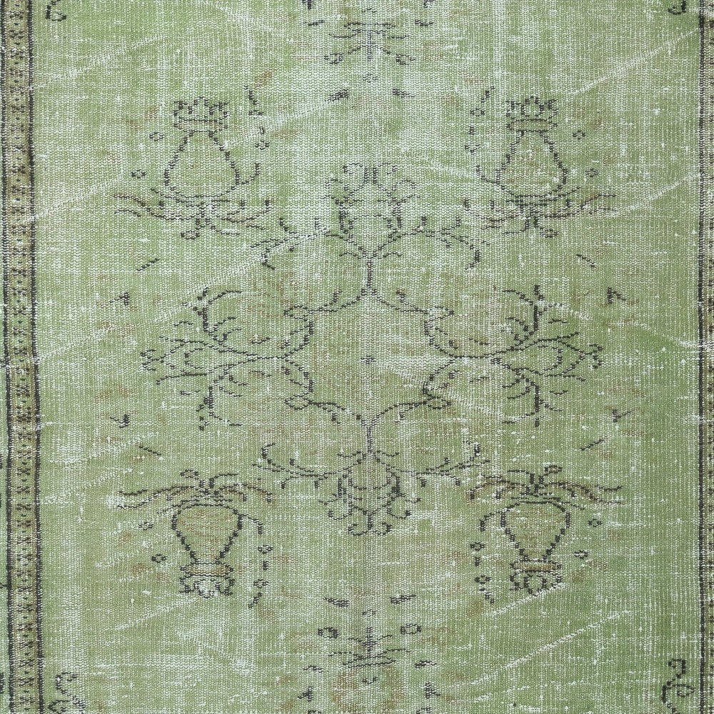 Green Handmade Turkish Area Rug for Living Room, Entrance, Bedroom, Dining Room & Kids Room