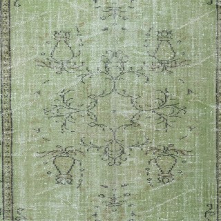 Green Handmade Turkish Area Rug for Living Room, Entrance, Bedroom, Dining Room & Kids Room