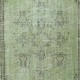 Green Handmade Turkish Area Rug for Living Room, Entrance, Bedroom, Dining Room & Kids Room