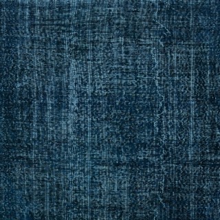 Modern Handmade Turkish Area Rug Over-Dyed in Solid Navy Blue Color. Woolen Floor Covering