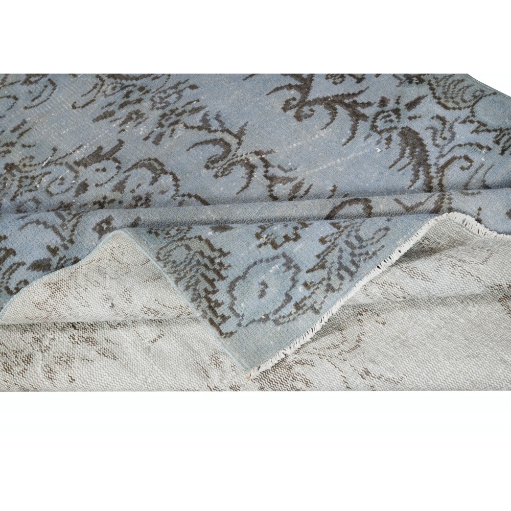 Modern Handmade Blue Color Turkish Wool Area Rug with Medallion Design