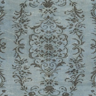 Modern Handmade Blue Color Turkish Wool Area Rug with Medallion Design