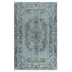 Modern Handmade Blue Color Turkish Wool Area Rug with Medallion Design