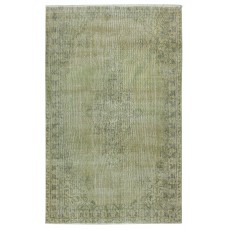 Handmade Green Color Turkish Wool Area Rug for Modern Interiors