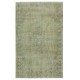 Handmade Green Color Turkish Wool Area Rug for Modern Interiors
