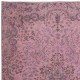 Hand Knotted Turkish Wool Area Rug in Pink. Great for Modern Interiors. Gift for Girls
