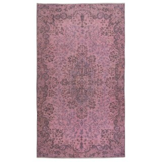 Hand Knotted Turkish Wool Area Rug in Pink. Great for Modern Interiors. Gift for Girls