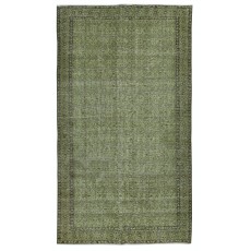 Modern Handmade Turkish Floral Patterned Area Rug in Green