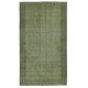 Modern Handmade Turkish Floral Patterned Area Rug in Green
