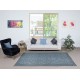 Contemporary Handmade Blue Color Turkish Wool Area Rug with Floral Design