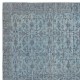 Contemporary Handmade Blue Color Turkish Wool Area Rug with Floral Design