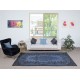 Modern Handmade Blue Color Turkish Wool Area Rug with Medallion Design