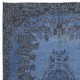 Modern Handmade Blue Color Turkish Wool Area Rug with Medallion Design