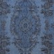 Modern Handmade Blue Color Turkish Wool Area Rug with Medallion Design