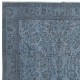 Modern Floral Patterned Area Rug in Blue, Hand-woven and Hand-knotted in Turkey