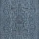 Modern Floral Patterned Area Rug in Blue, Hand-woven and Hand-knotted in Turkey