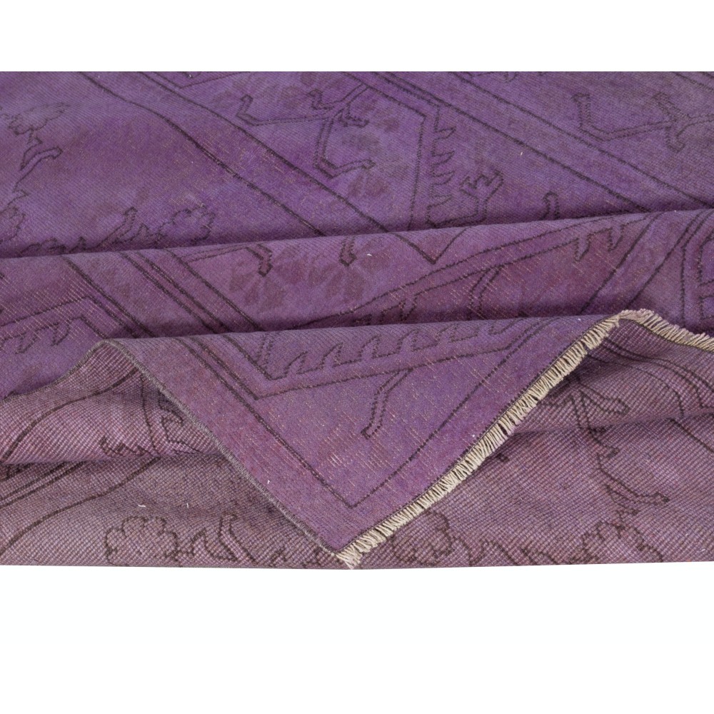 Handmade Anti-bacterial Rug, Purple Color Hand Knotted Turkish Milas Rug