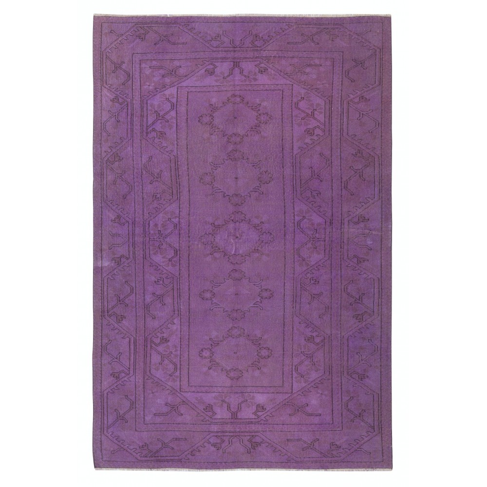 Handmade Anti-bacterial Rug, Purple Color Hand Knotted Turkish Milas Rug