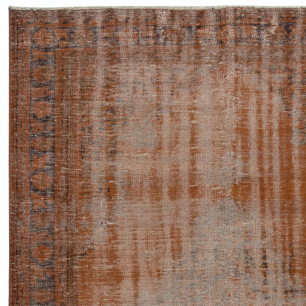 Distressed Orange Color Turkish Rug for Office Decor. Hand Knotted Area Rug for Living Room