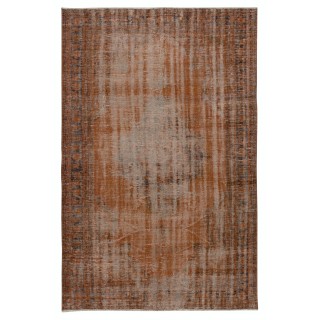 Distressed Orange Color Turkish Rug for Office Decor. Hand Knotted Area Rug for Living Room