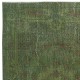 Room Size Hand-knotted Turkish Wool Area Rug Over-Dyed in Green