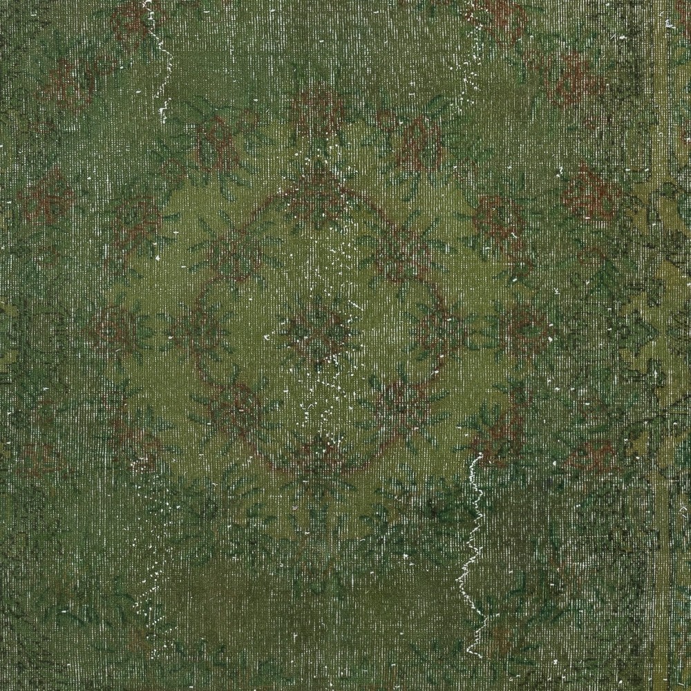 Room Size Hand-knotted Turkish Wool Area Rug Over-Dyed in Green