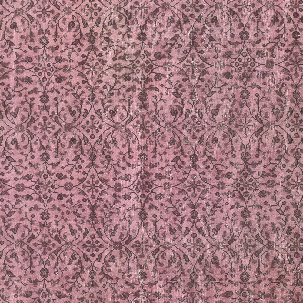 Handmade Flower Design Wool Area Rug. Modern Pink Color Rug