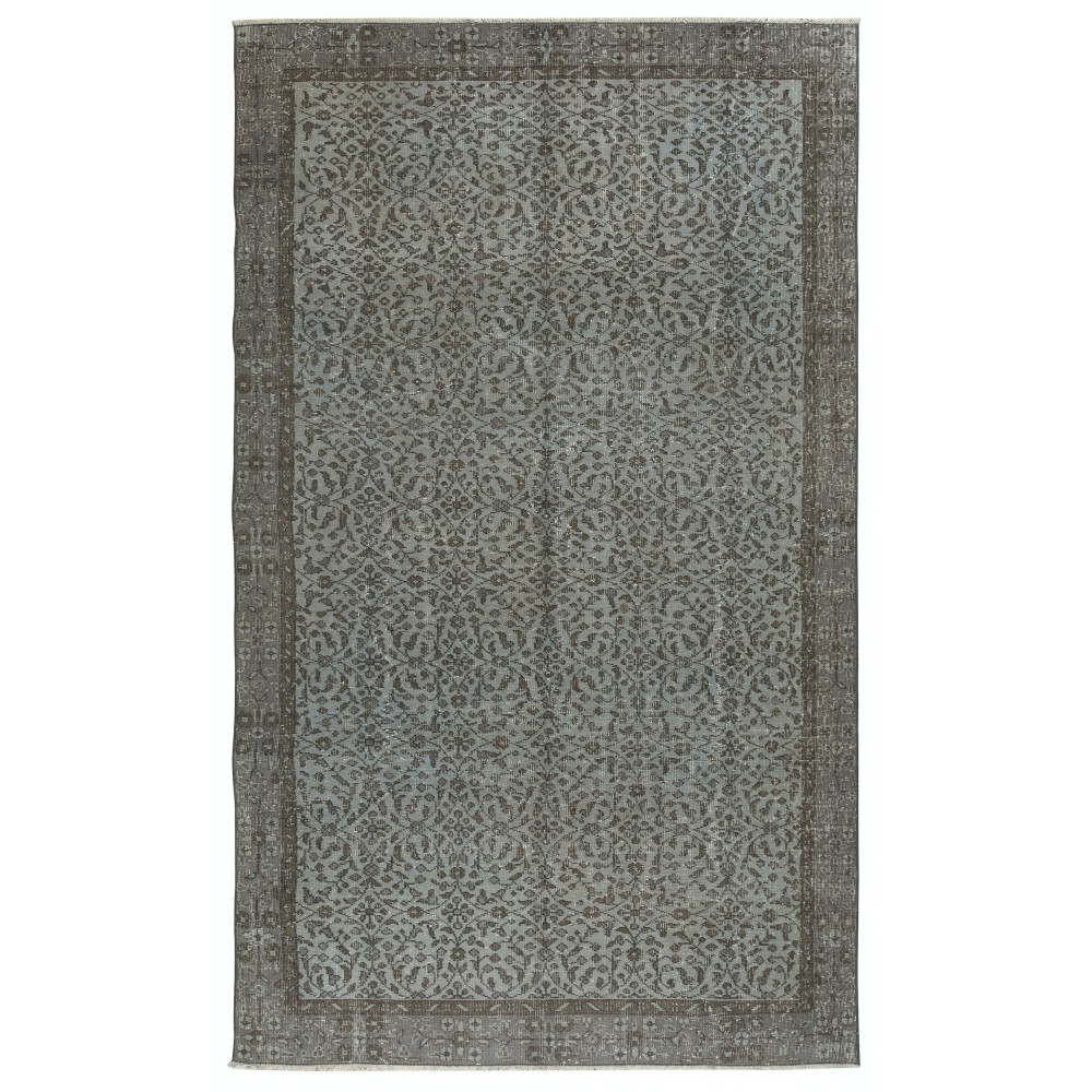 Modern Anti-Bacterial Area Rug with Floral Design and Blue Background, Handmade in Turkey