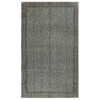 Modern Anti-Bacterial Area Rug with Floral Design and Blue Background, Handmade in Turkey
