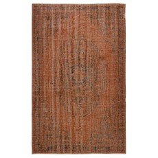 Contemporary Handmade Shabby Chic Turkish Wool Area Rug in Orange Color