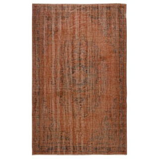 Contemporary Handmade Shabby Chic Turkish Wool Area Rug in Orange Color