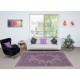 Vintage Handmade Turkish Area Rug redyed in Purple Color for modern interiors